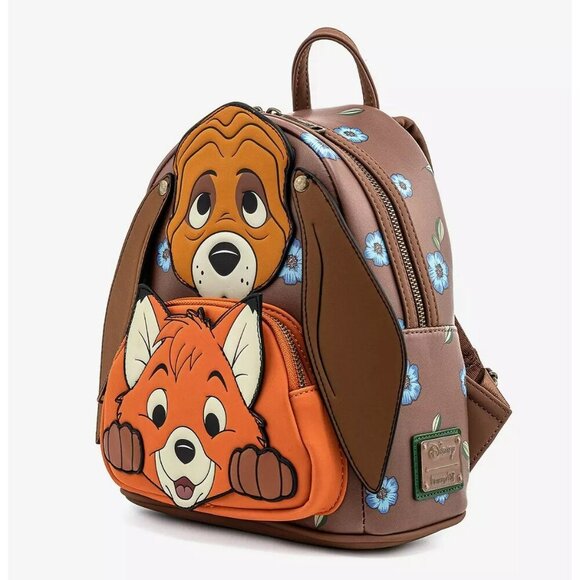 Loungefly Disney The Fox And The Hound Copper & Tod Floral Mini Backpack NWT - Picture 3 of 4